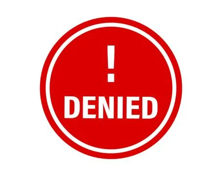 Denied sign Vector image, Denied Stock Illustration