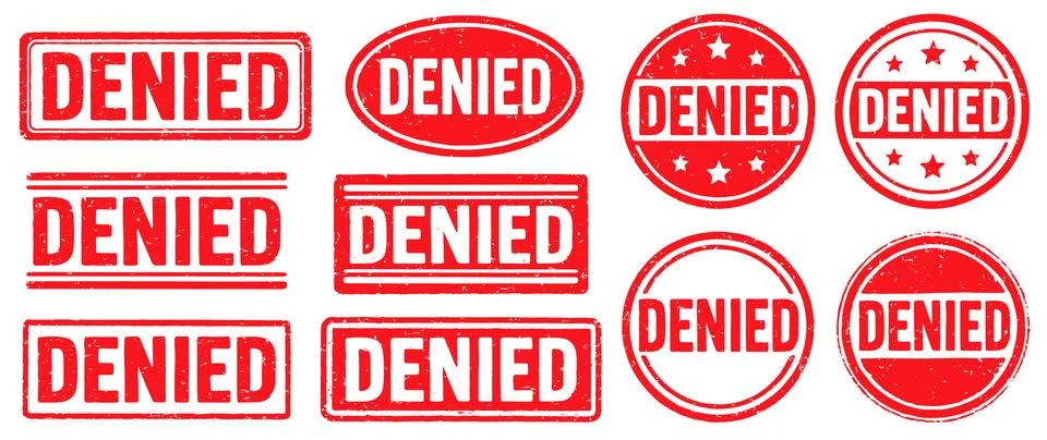 Denied Stamp vector set. Denied Rubber Stamp design collection Stock Illustration