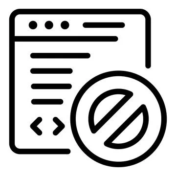 Denied on web application icon, outline style Stock Illustration