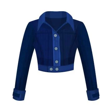 Denim Blue Buttoned Jacket with Long Sleeves as Womenswear Vector Illustration 스톡 일러스트