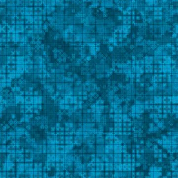 Denim blue camouflage seamless pattern. Urban military digital pixel style. Stock Illustration
