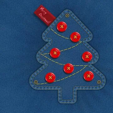 Denim Christmas tree Stock Illustration