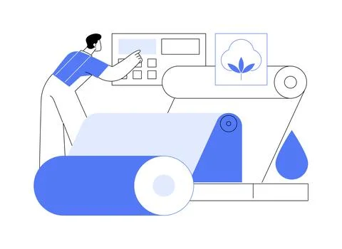 Denim dyeing abstract concept vector illustration. Stock Illustration