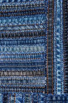 Denim fabric pattern in patchwork style. Foto stock