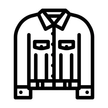 Denim jacket outline representing casual apparel fashion Stock Illustration