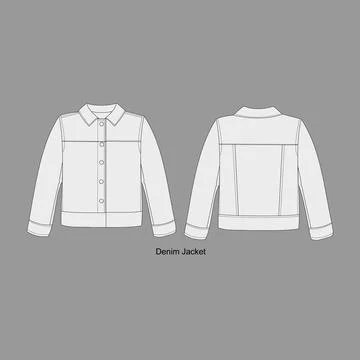 Denim Jacket Set. Storm rider denim jacket technical fashion illustration Stock Illustration
