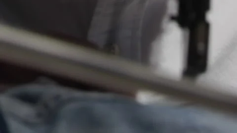 Denim Jeans Being Repaired Stock Footage 136878945