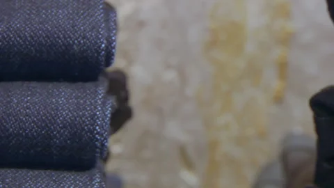 Denim Jeans Folden Stock Footage 136879260