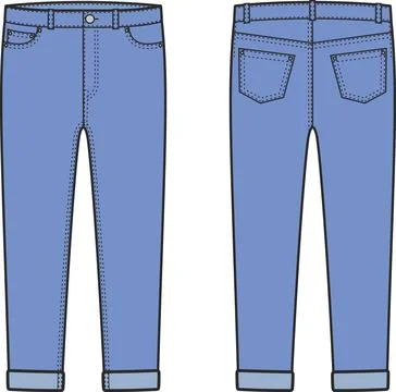 Denim pants. Front and back. Stock Illustration