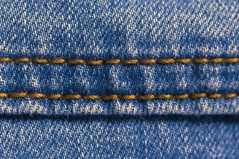 Denim pants with Thick yellow thread. Foto stock