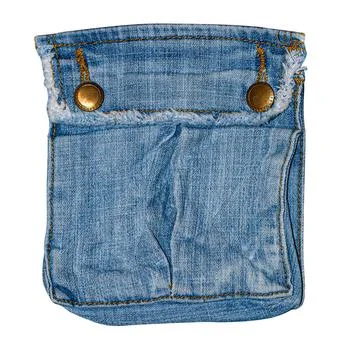 Denim patch pocket with brass buttons, transparent background Foto stock