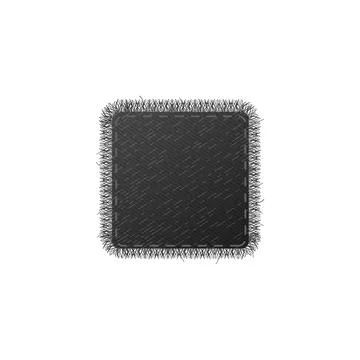 Denim patch with stitches and fringe in square shape, realistic vector Illustrazione stock