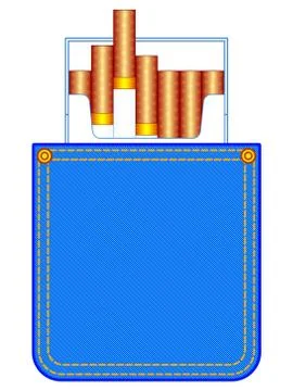 Denim pocket with cigarette pack 스톡 일러스트