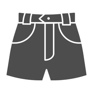 Denim shorts solid icon, Summer clothes concept, shorts sign on white background Stock Illustration