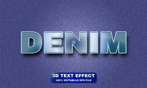 Denim text effect fully editable version  on vintage denim fabric effect Stock Illustration