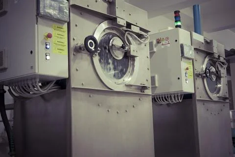 Denim Textile Industry  Frontal Loading Open Pocket Rotary Industrial Washing Stock-Fotos