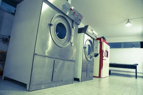 Denim Textile Industry  Frontal Loading Open Pocket Rotary Industrial Washing Stock Photos