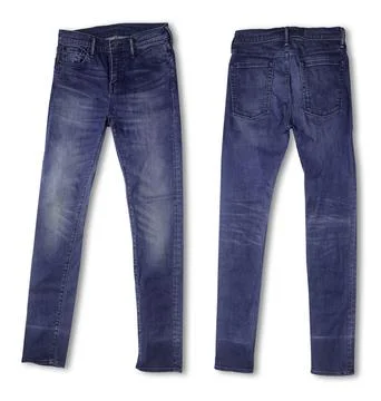 Denim texture in close up view with copy space isolate on white background .. Stock Photos