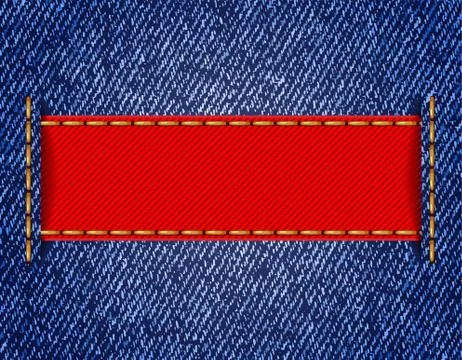 Denim texture with label ribbon. Vector Stock Illustration