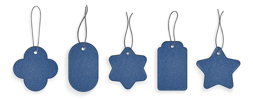 Denim texture patch set for tags Illustrazione stock