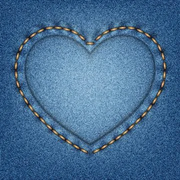 Denim texture with stitches in the shape of heart Stock Illustration