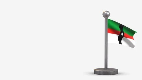 Denison Texas 3D waving flag animation on tiny flagpole. Stock Footage 120791018