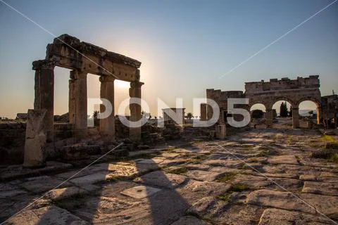 Denizli Hierapolis ancient city. Stock Photos