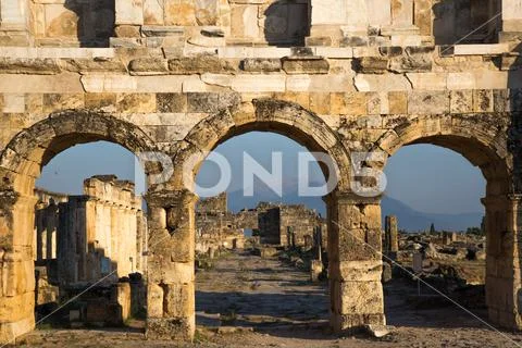 Denizli Hierapolis ancient city. Stock Photos