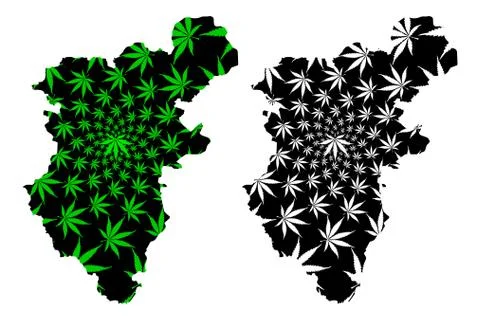 Denizli (Provinces of the Republic of Turkey) map is designed cannabis leaf g Stock Illustration