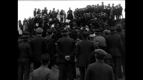 DENMARK - 1916 - in this silent drama, while a priest holds a sermon on a hill Stock Footage 337945704