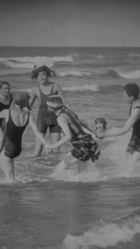DENMARK - 1924 - in this silent comedy, friends are having fun at the beach, Stock Footage 340195644