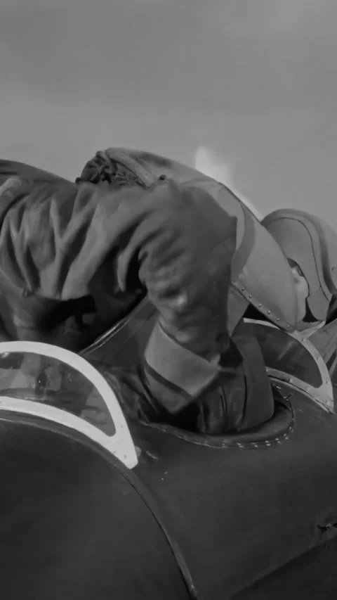 DENMARK - 1929 - in this silent comedy, a pilot crawls on the wing of his sports Stock Footage 340285509