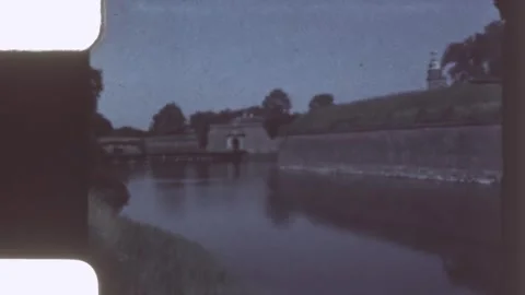 Denmark 1950s, distant view of Kronborg Castle across the water Stock Footage 317831016