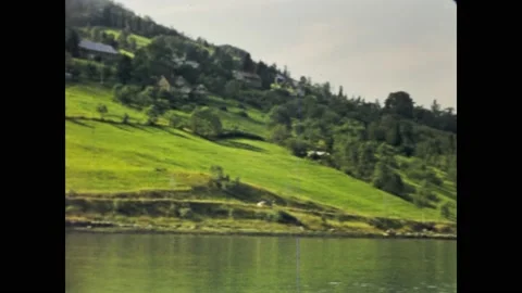 Denmark 1968, Panoramic View of Lake in Denmark in the 60s Stock Footage 232478919