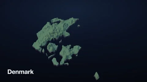 Denmark 3D elevation relief map Stock Footage 340607980