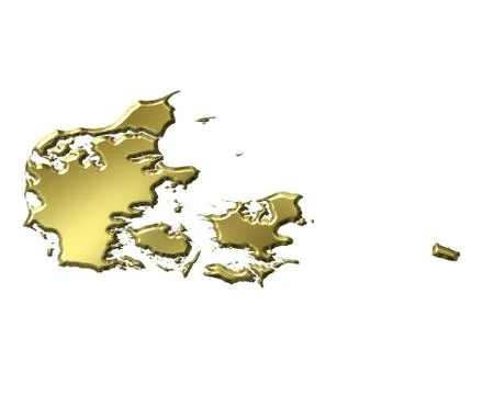 Denmark 3d golden map Stock Illustration