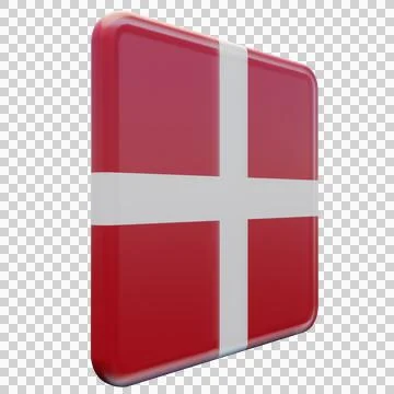 Denmark 3d illustration flag on pole. Wood flagpole Stock Illustration