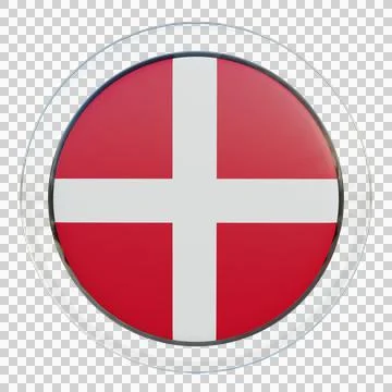 Denmark 3d illustration flag on pole. Wood flagpole Stock Illustration