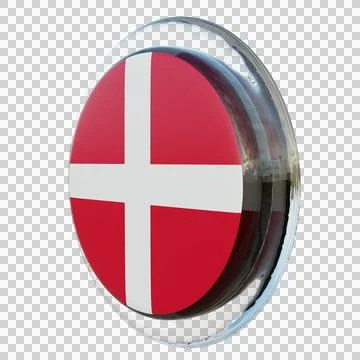 Denmark 3d illustration flag on pole. Wood flagpole Stock Illustration