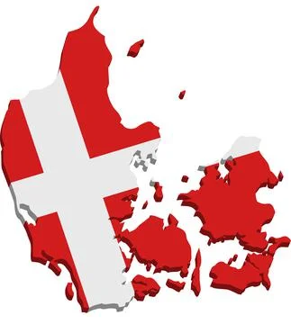 Denmark- 3D map country Stock Illustration