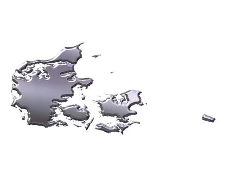 Denmark 3D Silver Map Stock Illustration