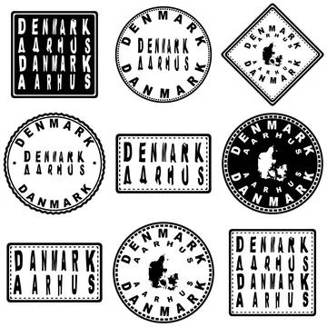 Denmark Aarhus Seal Map Design Stock Illustration