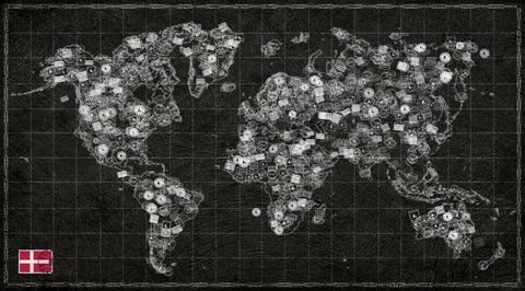 Denmark Aarhus Stamp World Map Stock Illustration
