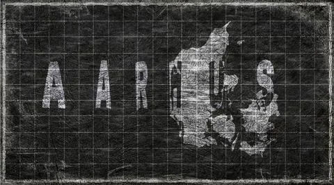 Denmark Aarhus Typography Map Stock Illustration
