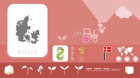 Denmark - Agriculture - Vector Animation - red Stock Footage 62797277