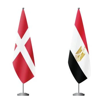 Denmark and Egypt flags on flagpoles for official ceremonies and meetings Stock Illustration