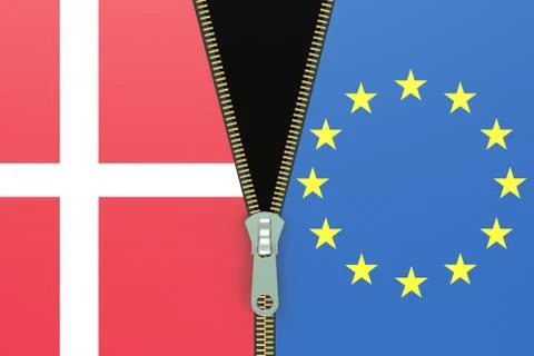 Denmark and EU, relation concept. dexit referendum concept, 3D rendering Stock Illustration