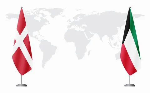 Denmark and Kuwait flags for official meeting Stock Illustration