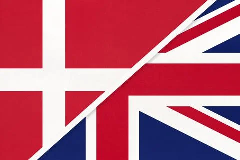 Denmark and United Kingdom of Great Britain or UK, symbol of country. Stock Photos