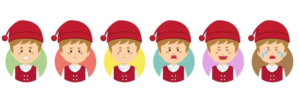 Denmark Avatar with Various Expression Stock Illustration